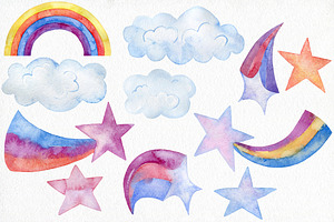 Watercolor Unicorns. Kit.