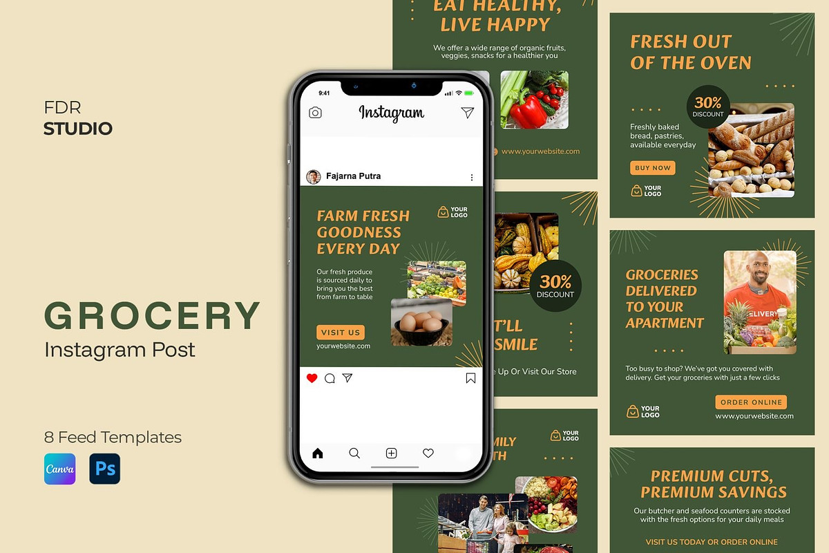 Grocery Instagram Post Template, a Social Media Template by FDR Studio (Photo 1 of 4)