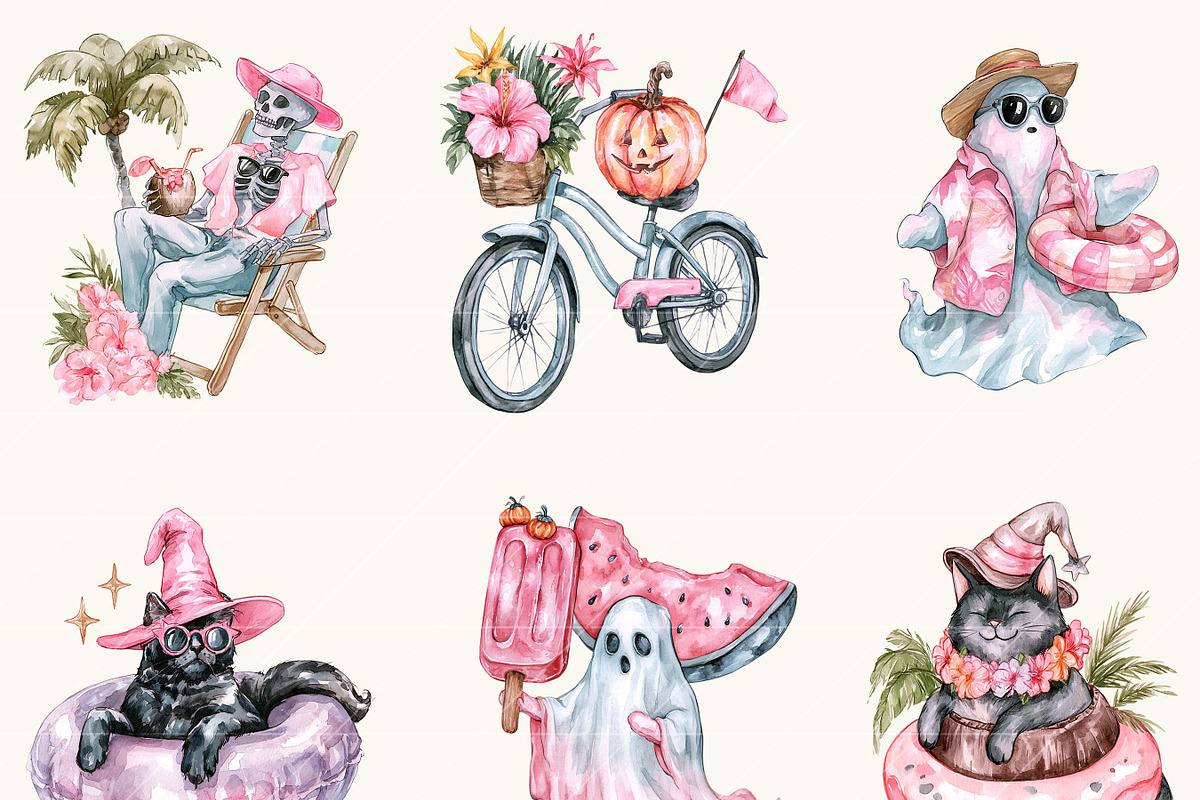 Summer Halloween Clipart Bundle, a Seasonal Illustration by BusyDaydesign (Photo 4 of 9)