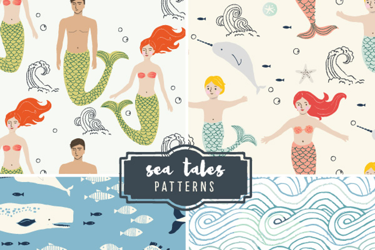 Sea Tales Patterns EPS, an Illustration by sabinar