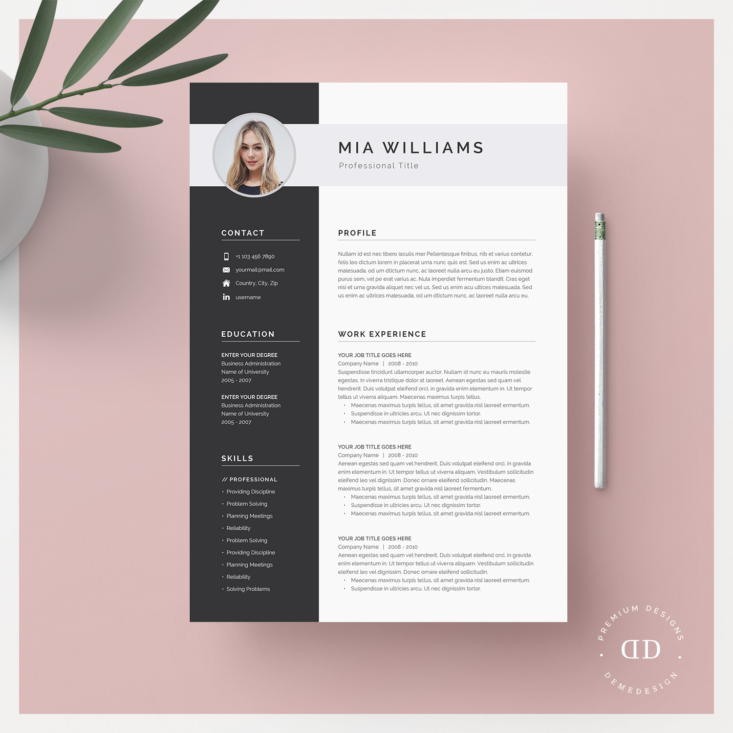 Word Resume & Cover Letter Template, a Resume Template by DemeDesign