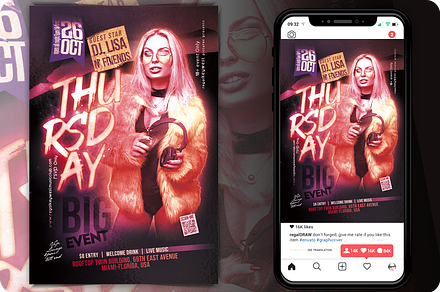 Club Party Event Mockup Flyer, a Flyer Template by regalDRAW