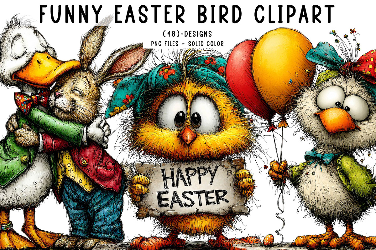Funny easter bird clipart, an Illustration by CreationArt (Photo 1 of 7)