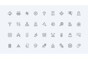 Information technology data icons, a Technology Illustration by Lemberg Vector