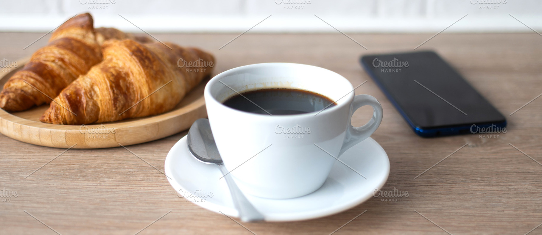 Buttered whole wheat toast with black coffee and smartphone, a Food & Drink Photo by etorres69