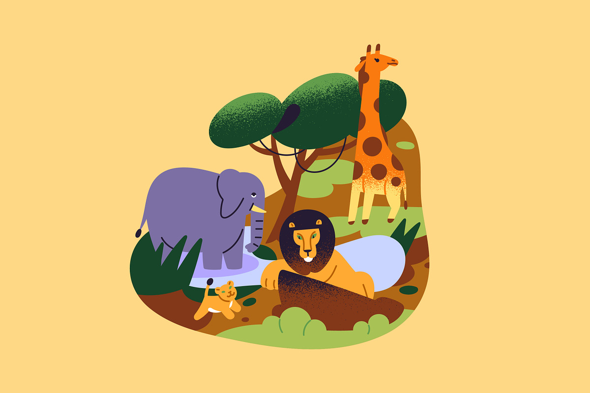 Zoo map design with animals + set, an Animal Illustration by PaperTrident (Photo 7 of 7)