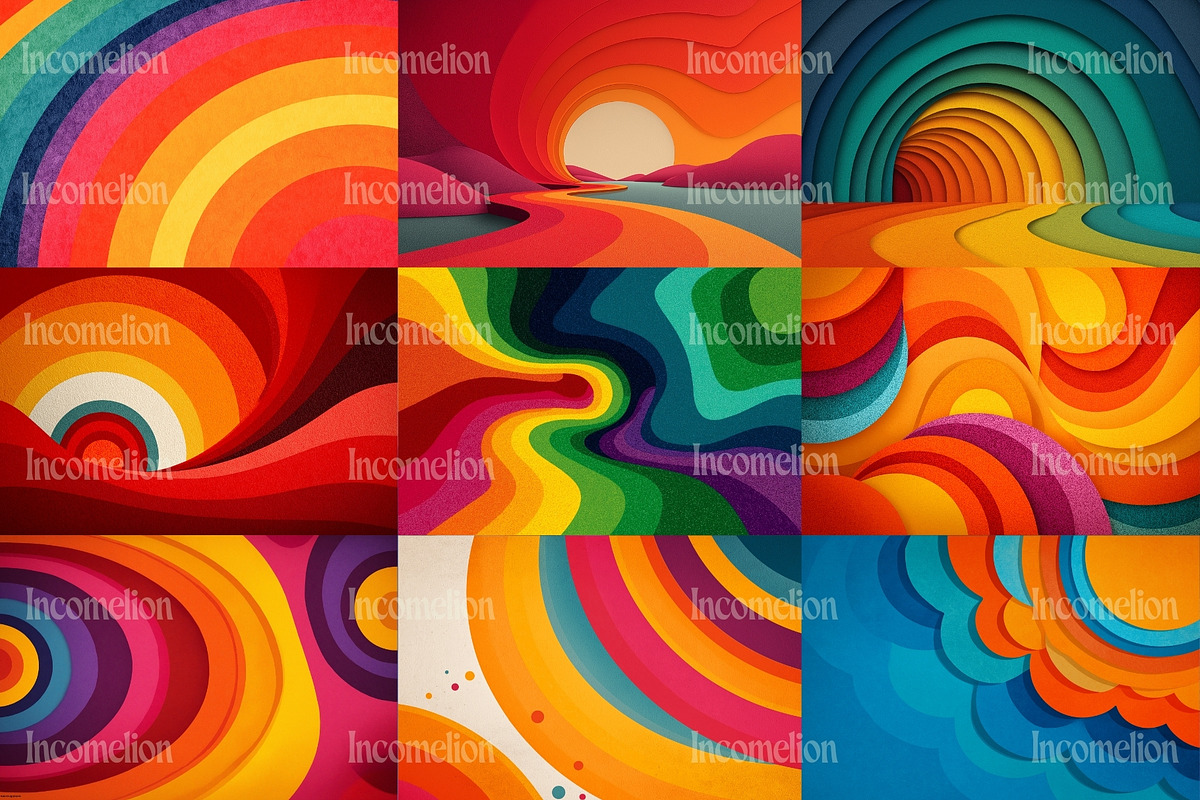50 Groovy 1970s Backgrounds, a Decorative Illustration by Incomelion (Photo 4 of 12)