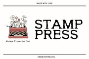 Stamp Press - Retro Typewriter Font, a Sans Serif Font by Creativetacos (Thumbnail 1 of 9)