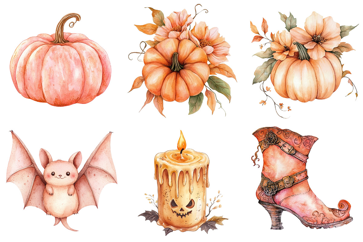 Peach Colored Halloween Clipart, a Seasonal Illustration by CitraGraphics (Photo 6 of 9)