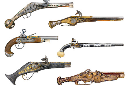 Old pistols an handguns isolated, a Technology Photo by BOOCYS