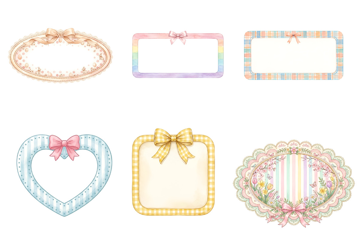 Coquette Easter Day Bow Frame Clipar, an Illustration by GatewayDesign (Photo 3 of 3)