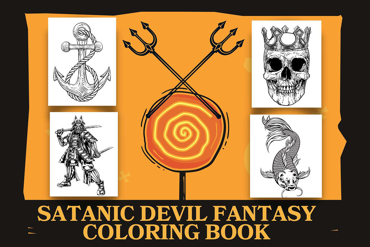 Scary Devil Fantasy Coloring Pages, a Templates & Theme by Premium Digital Templates (Photo 2 of 3)