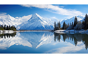 landscape snow mountain lake ai, a Beauty & Fashion Photo by pikepicture