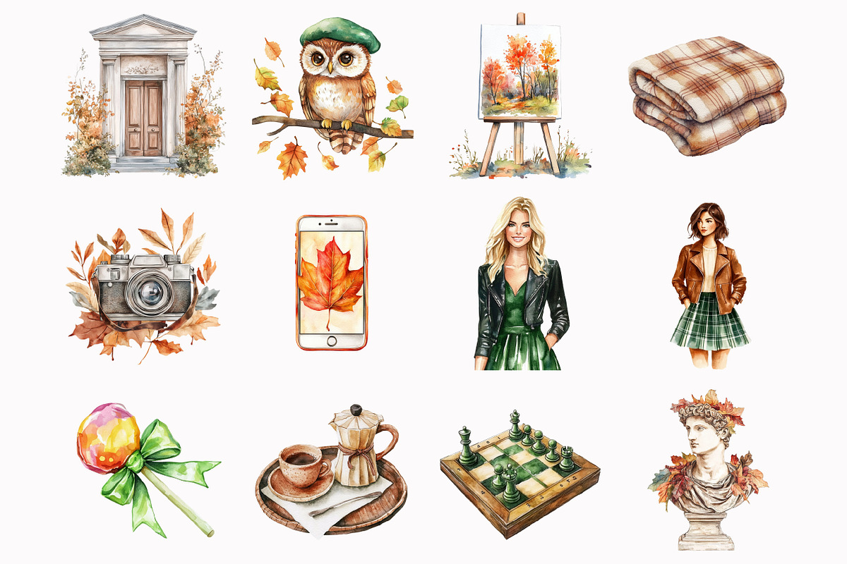 Watercolor Autumn Gallery Clipart, an Illustration by Design Market (Photo 3 of 5)