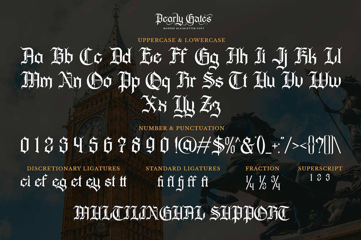 Pearly Gates - Blackletter Font, a Blackletter Font by Pixesia Studio (Photo 11 of 12)
