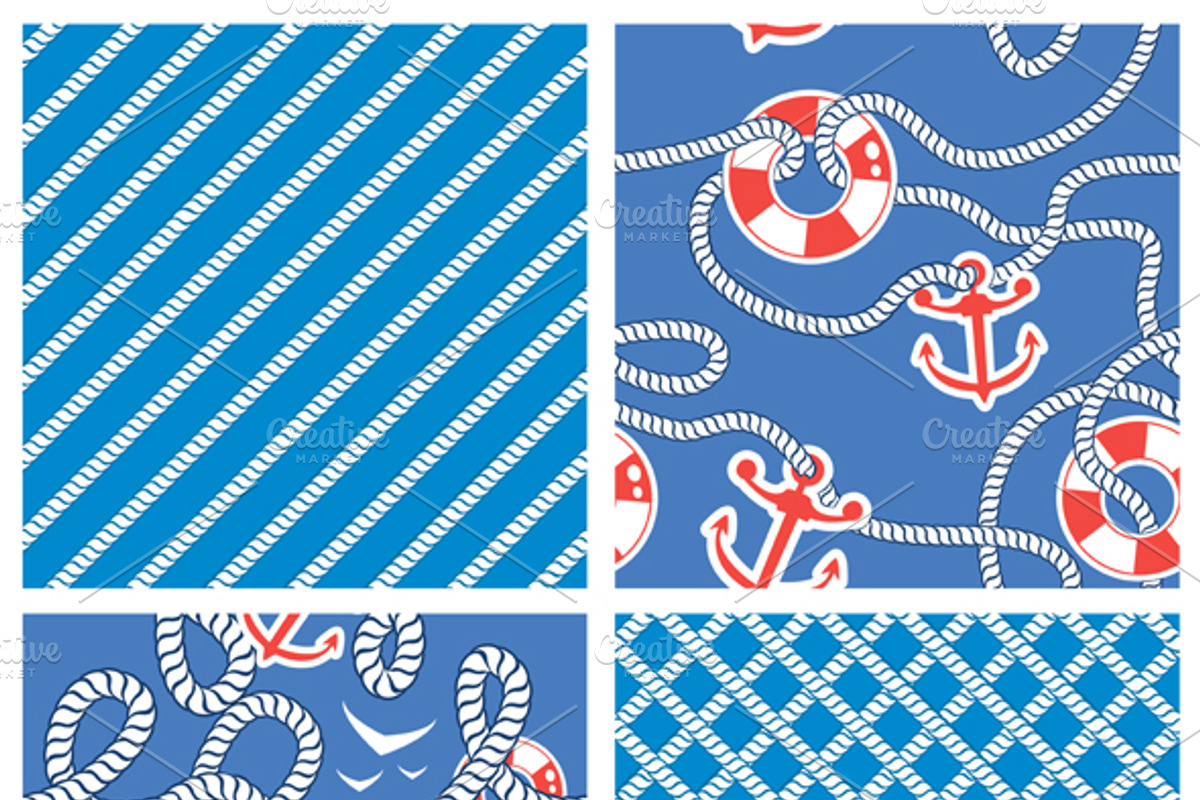 Set of Seamless nautical patterns preview 2