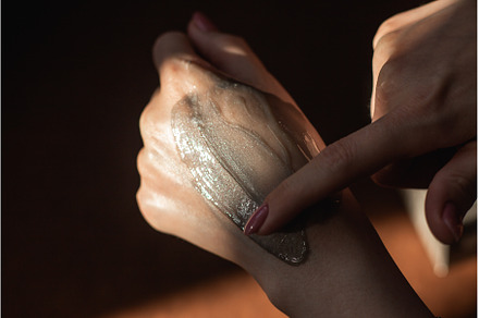 Close-up in a woman's hand texture