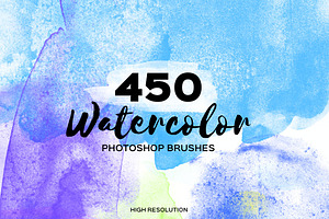 450 Watercolor Brushes. PS Hi-Res