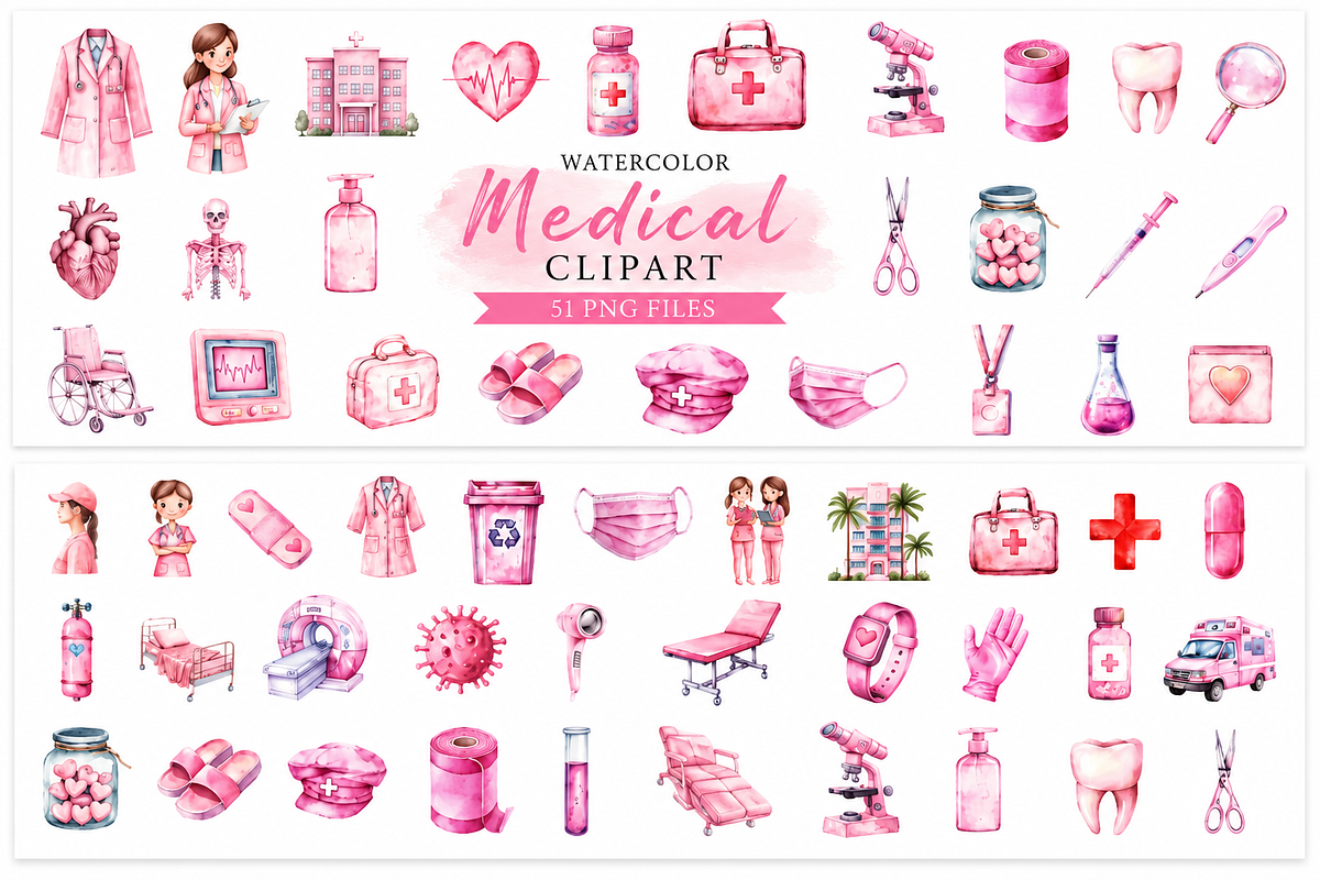 Watercolor Medical Clipart, a Pattern Graphic by S Graphic Studio (Photo 3 of 3)