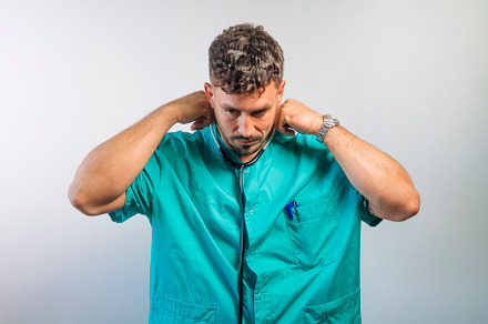 Doctor Adjusting His Stethoscope