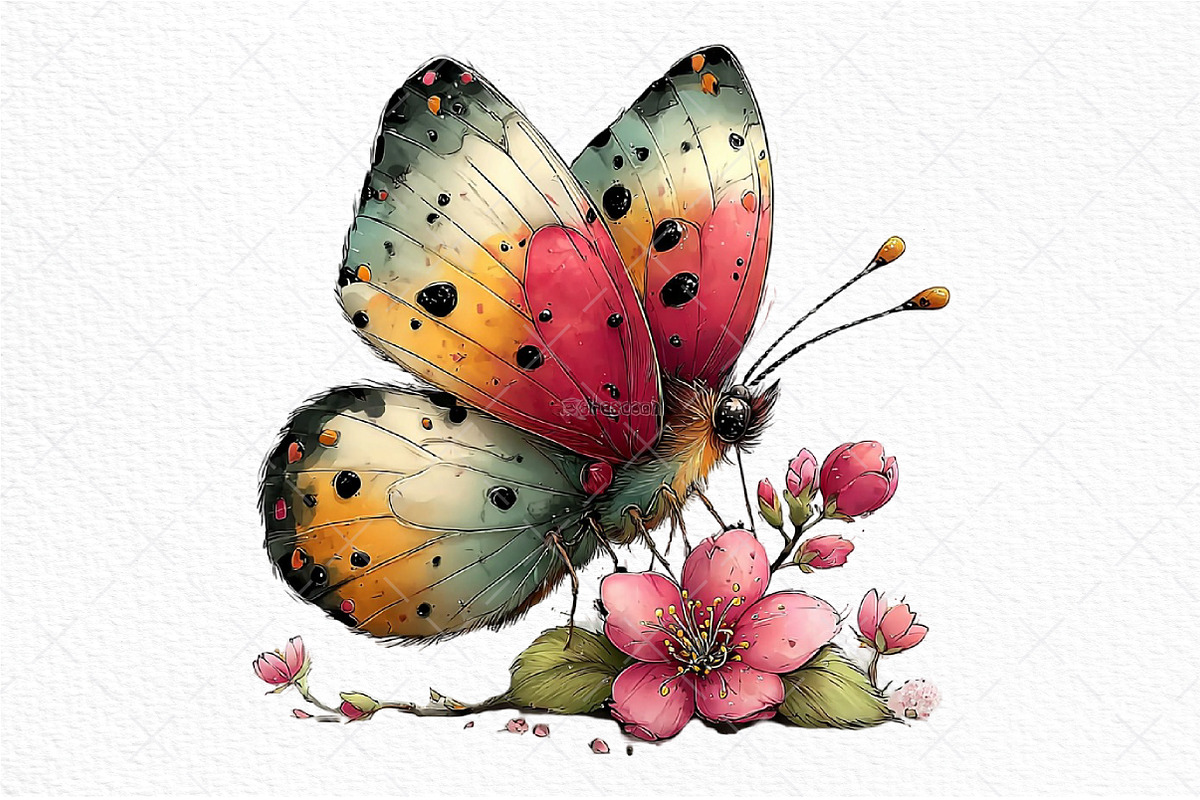 Whimsical Spring Butterfly Clipart, an Illustration by Craft Nest (Photo 9 of 11)