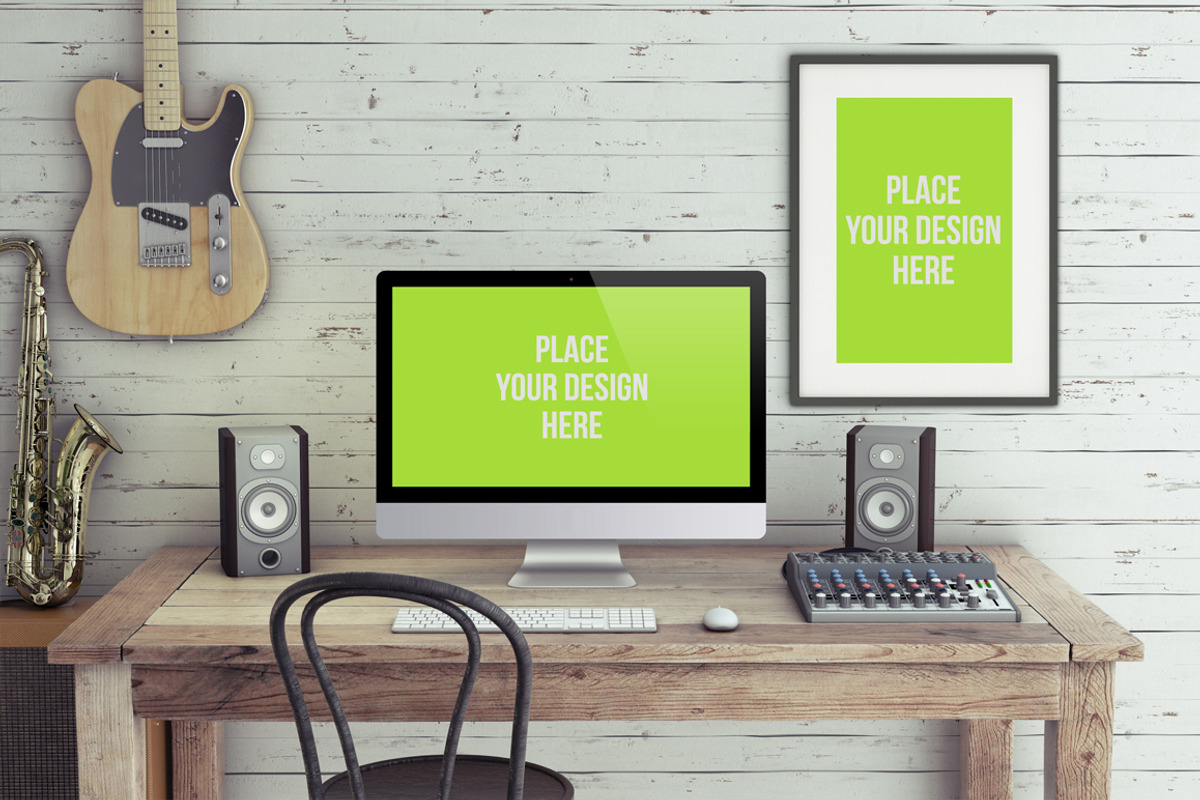 Home Recording Studio Mock-Up, a Mac Mockup by Bobboz Store (Photo 4 of 4)