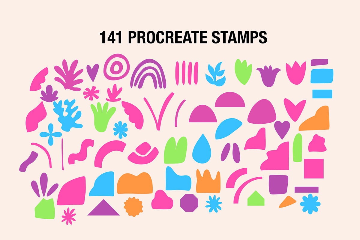 140+ procreate riso shape stamps, a Brush Add-On by laura.design (Photo 2 of 10)