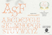 Monogram letters watercolor peach, a Decorative Illustration by GrafikBoutique (Thumbnail 1 of 3)