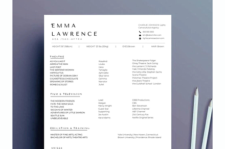 Theatre resume,cover letter template, a Resume Template by Climbwithelevator