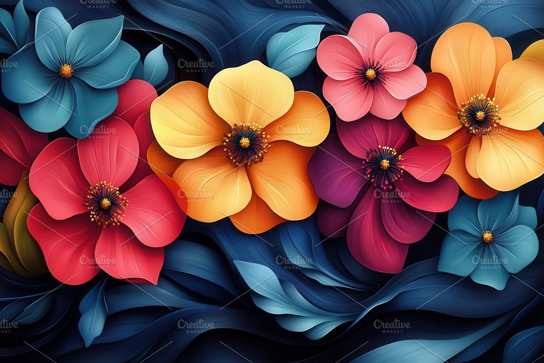 Colorful floral arrangement showcasi, a Photo by Tanuart