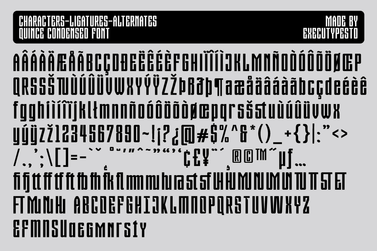 Quince Condensed Font, a Sans Serif Font by executypeStudio (Photo 9 of 11)