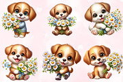 Cute Puppy Daisy Flower Clipart, an Animal Illustration by Craft Nest (Thumbnail 2 of 5)