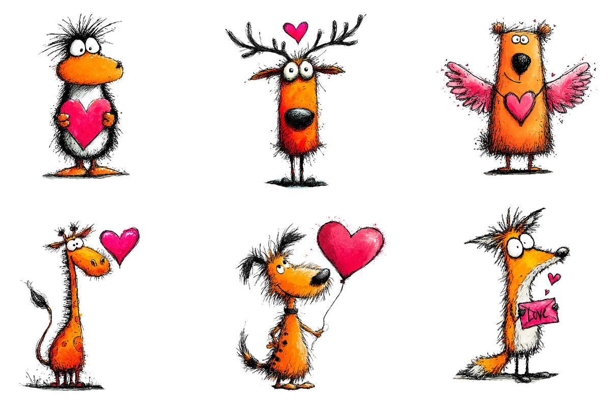Quirky Valentine's Animals Clipart, an Illustration by Dream Creation (Photo 4 of 7)