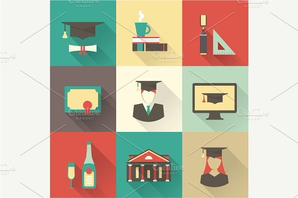 Vector graduation icons preview 4