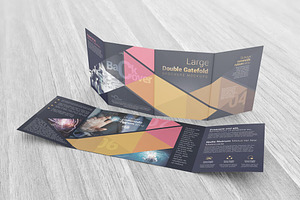 Double Gatefold Brochure Mockups