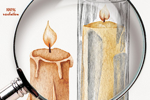 Candles Watercolor Clipart