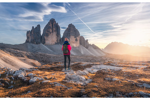 Girl with backpack on the mountain, a Sports & Recreation Photo by den-belitsky