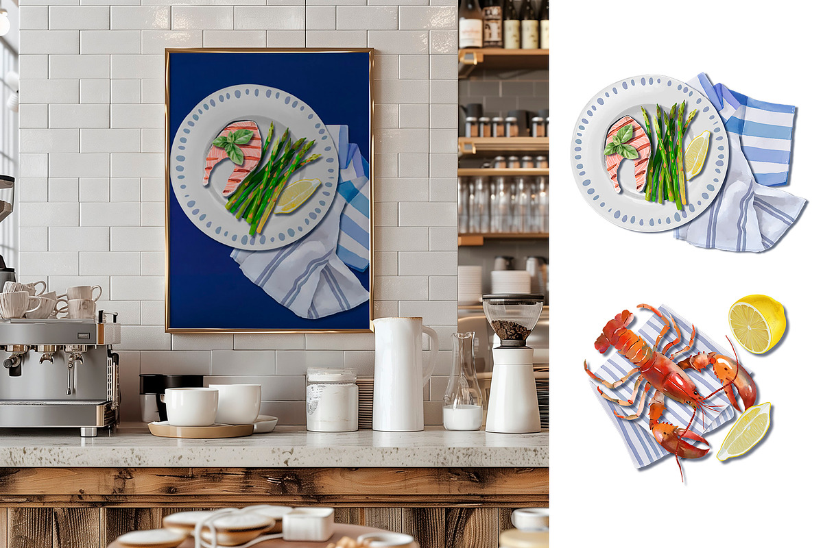 Fished & Fresh Seafood poster maker, a Food Illustration by Elena Dorosh (Photo 12 of 18)