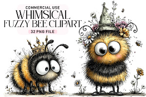 Whimsical Fuzzy Bee PNG Clipart, a Seasonal Illustration by Daily.Designs