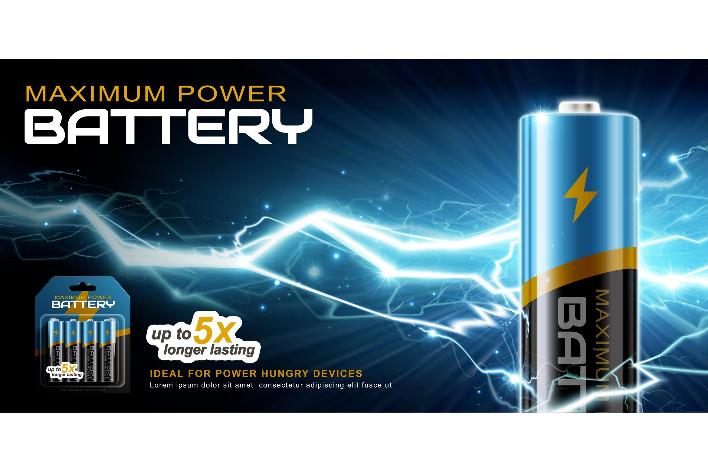 3D Li-Ion AA battery banner ad, a Flyer Template by TotallypicRF