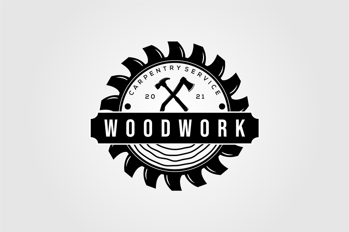 vintage carpentry house badge logo, a Work Illustration by Rizkaarishandy_shop