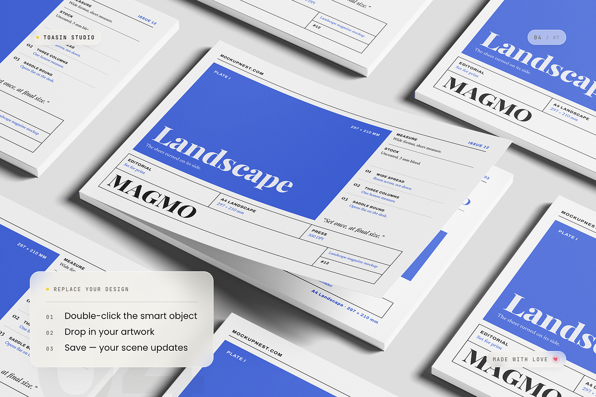 A4 Landscape Magazine Mockup, a Books & Magazine Mockup by Toasin Studio (Photo 4 of 7)