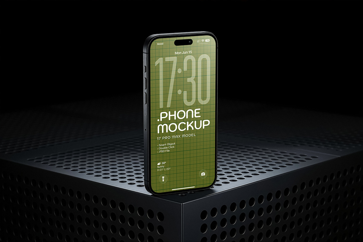 Mobile Phone Mockup Perforated Metal, an iPhone Mockup by smishura (Photo 9 of 13)