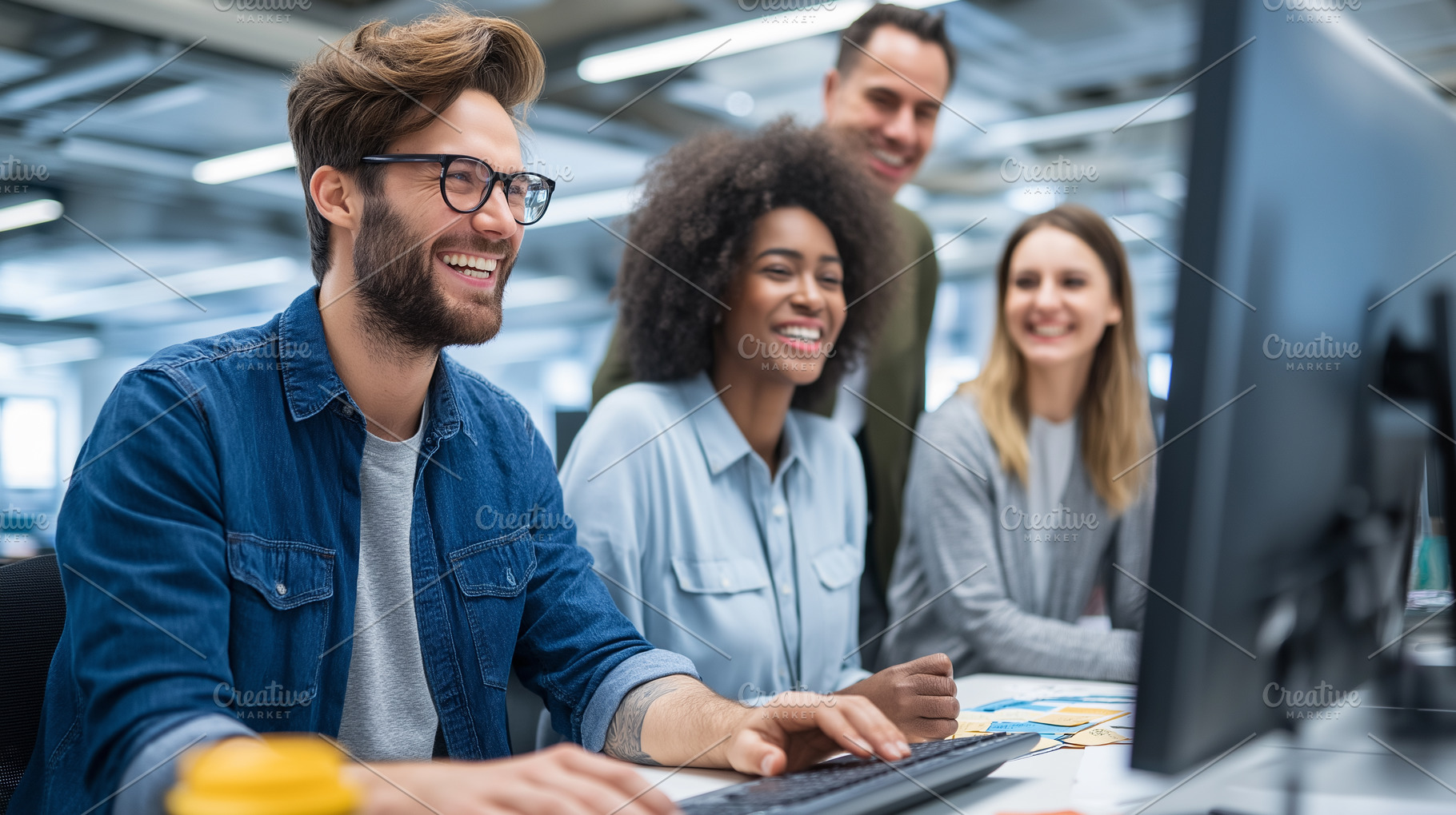 Group of diverse colleagues smiling, a Business Photo by MistyDay