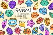Cute Kawaii Shells Summer Character, a Seasonal Illustration by Palau (Thumbnail 1 of 12)
