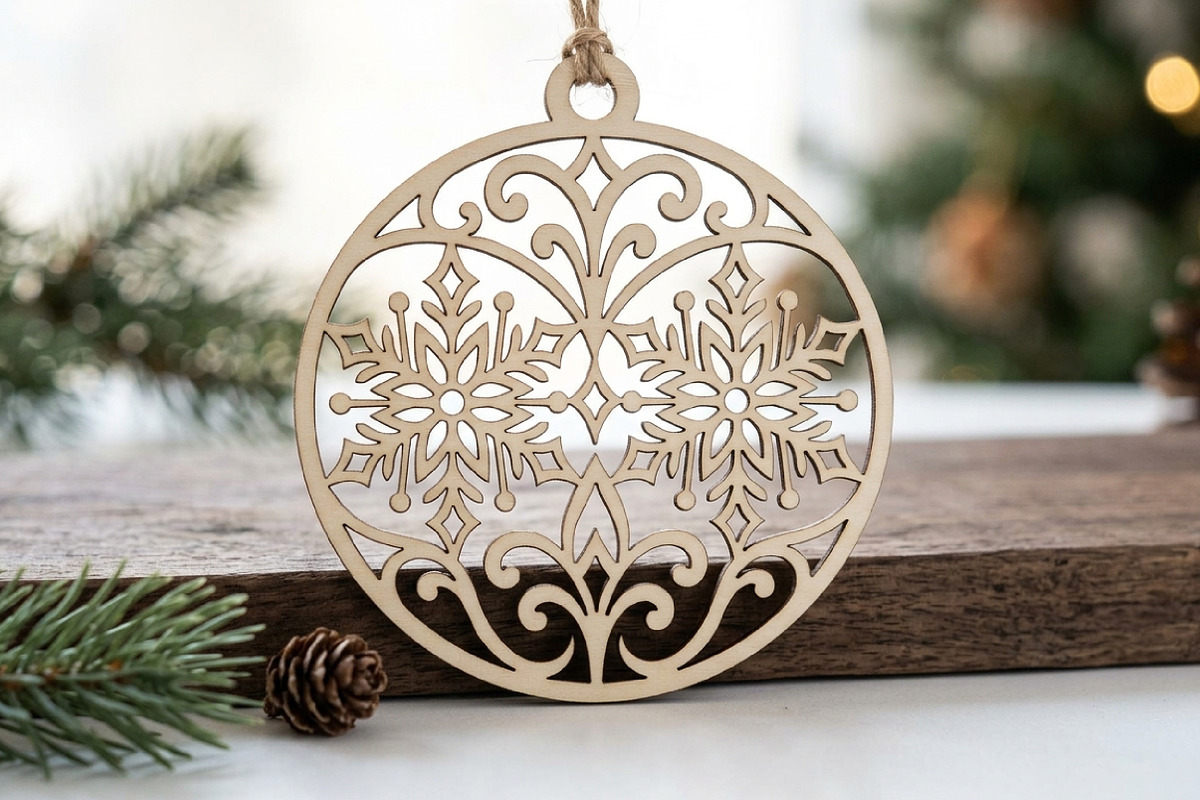 Double Snowflake Ornament SVG File, an Object Graphic by Libby Wishes (Photo 2 of 3)