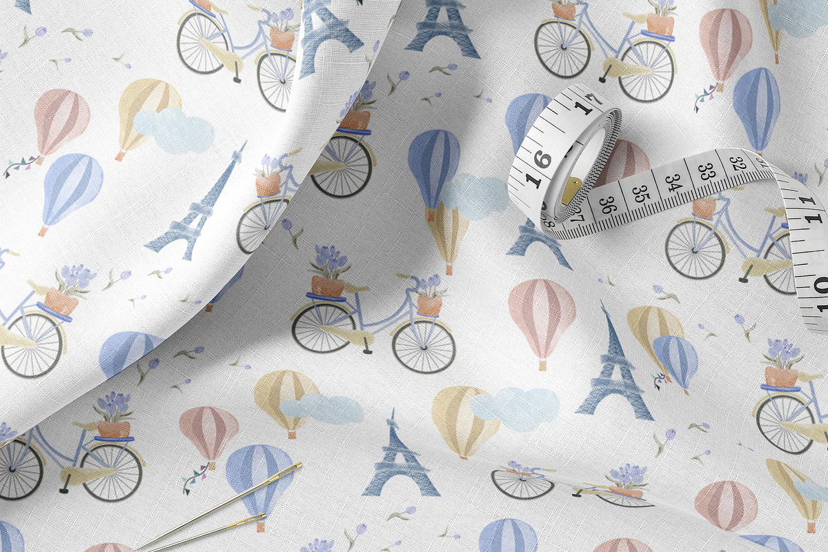 Watercolor Paris Seamless Patterns, a Pattern Graphic by Oksana Dovhopol Art (Photo 2 of 13)