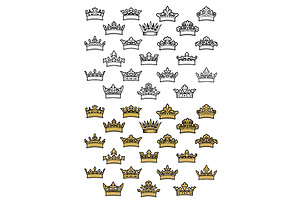 Antique Crown Vector Icons