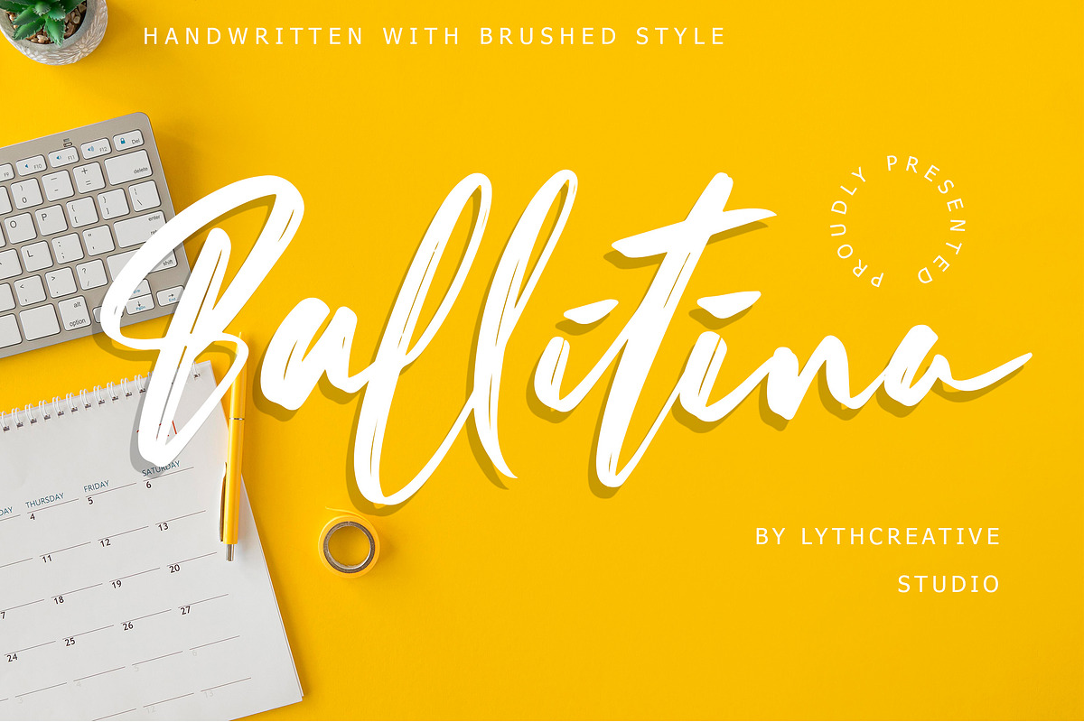 Ballitina Brushed Font, a Script Font by Lythcreative (Photo 1 of 8)