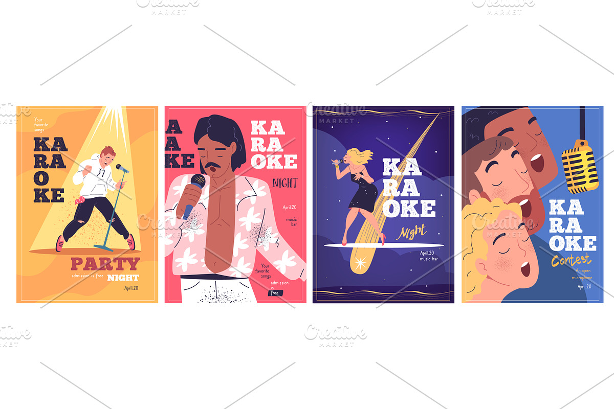 Karaoke singers posters. Young adult, a Graphic by Stock-Smart-Start